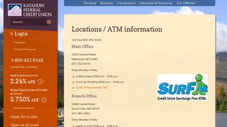 Katahdin Federal Credit Union - Contact Us - Location/ATM Info