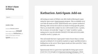 Katharion Anti-Spam Add-on – It Won't Byte Infoblog