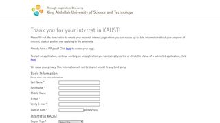 Online application of KAUST Scholarship - Hobsons