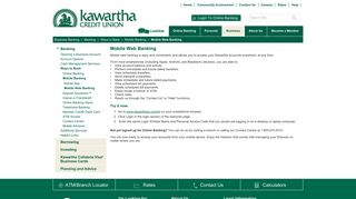 Kawartha Credit Union - Mobile Web Banking