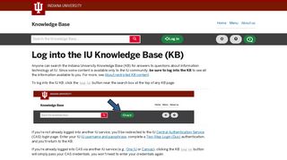 Log into the IU Knowledge Base (KB) - Indiana University