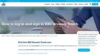 How to log in and sign in KBC Brussels Touch - KBC Brussels Bank ...