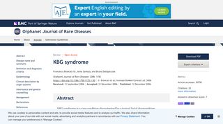KBG syndrome - Orphanet Journal of Rare Diseases - BioMed Central