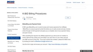 K-BID Billing Procedures – Affiliate Knowledge Base