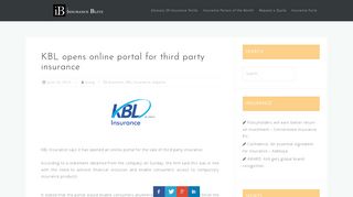 KBL opens online portal for third party insurance - Insurance Blitz ...