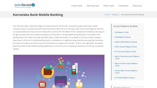 Karnataka Bank Mobile Banking - Paisabazaar.com