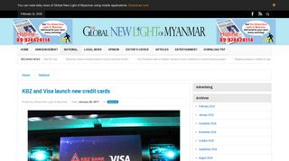 KBZ and Visa launch new credit cards - Global New Light Of Myanmar