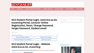 KCA Student Portal Login - Website www.kca.ac.ke, eLearning, Forgot ...
