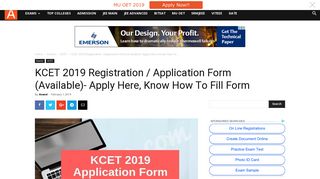 KCET 2019 Registration / Application Form - Date, Login | AglaSem