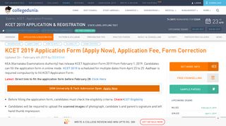 KCET 2019 Application Form - Registration, Fee, Form Correction