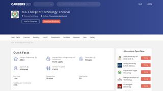 KCG College of Technology, Chennai - courses, fee, cut off, ranking ...