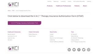 Acelity - V.A.C.® Therapy Insurance Form - KCI