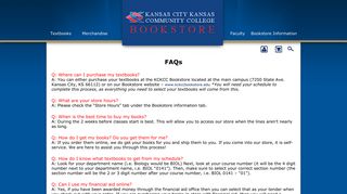 FAQs - KCKCC Bookstore