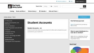 Student Accounts | King County Library System