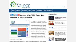 Annual REALTOR® dues now available in member portal - resourcekc