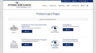 Product Log In Pages | King-Devick Technologies, Inc.