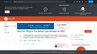 kubuntu - How Can I Restore The Default Login Manager for KDE ...