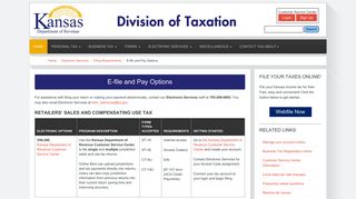 Kansas Department of Revenue - E-file and Pay Options