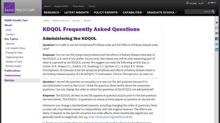 KDQOL Frequently Asked Questions | RAND