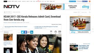 KEAM 2017: CEE Kerala Releases Admit Card; Download from Cee ...