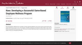 Keas: Developing a Successful Game-Based Employee Wellness ...