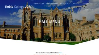 Hall Menu – Keble College JCR
