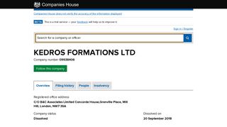 KEDROS FORMATIONS LTD - Overview (free company information ...