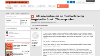 Help needed mums on facebook being targeted to front LTD companies ...