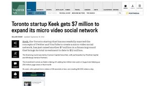 Toronto startup Keek gets $7 million to expand its micro video social ...
