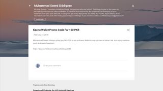 Keenu Wallet Promo Code For 100 PKR - Muhammad Saeed Siddiquee