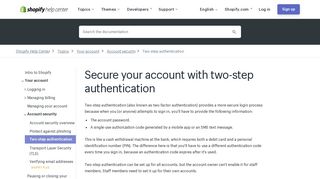 Secure your account with two-step authentication · Shopify Help Center