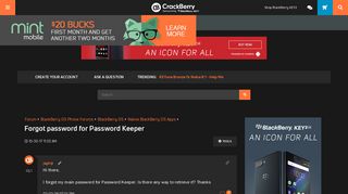 Forgot password for Password Keeper - BlackBerry Forums at ...