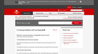 I'm having problems with my Keepsafe® - Royal Mail