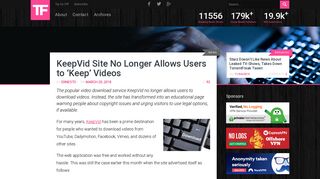 KeepVid Site No Longer Allows Users to 'Keep' Videos - TorrentFreak