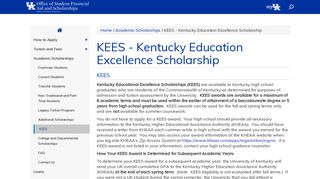 KEES - Kentucky Education Excellence Scholarship | UK Student ...