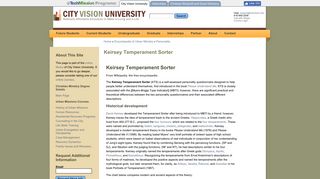 Keirsey Temperament Sorter | City Vision University