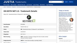KN KEITH NET 2.0 Trademark - Serial Number 87643849 :: Justia ...