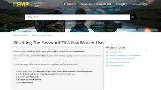 Resetting the password of a LoadMaster user – KEMP Technologies