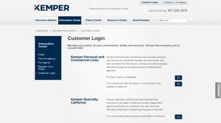 Kemper Personal and Commercial Lines - Customer Login