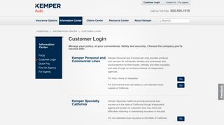 Kemper Specialty California - Customer Login