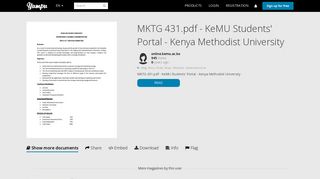 MKTG 431.pdf - KeMU Students' Portal - Kenya Methodist University