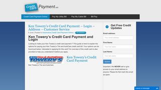 Ken Towery's Credit Card Payment - Login - Address - Customer Service