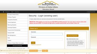 Security > Login (existing user) > Kennesaw State University ...