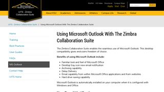 Using Microsoft Outlook With The Zimbra ... - UITS Kennesaw
