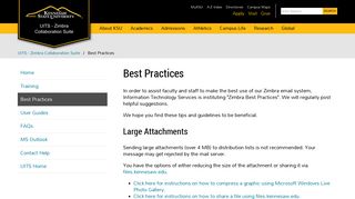 Best Practices - UITS - Zimbra Collaboration Suite | KSU