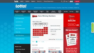 Keno winning numbers for BC - Lotto! | BCLC