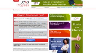 UCAS Progress: Course search