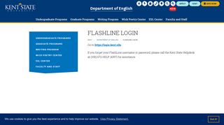 FlashLine Login | Department of English | Kent State University