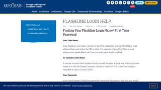 FlashLine Login Help | Kent State Geauga | Kent State University