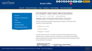 Student Refund Processing | Bursar's Office | Kent State University